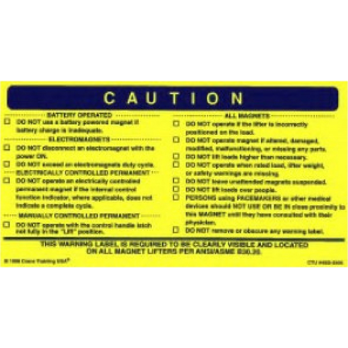 Required ANSI/ASME BelowTheHook Device Warning Decal